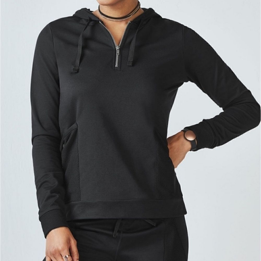 Fabletics Black Gigi Pullover Mesh Sweatshirt Md